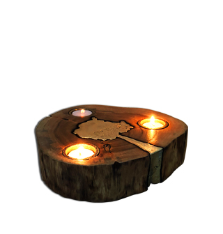 Aglow, Molten Wood, Side Table, Brass Fill